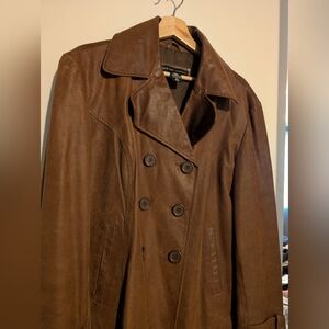 Brown Double-Breasted Women's Coat